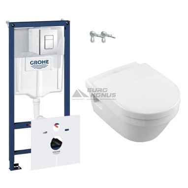 VILLEROY&BOCH Комплект: инсталляция Rapid SL + унитаз подвесной с сиденьем Architectura (38827000+5684HR01)