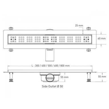 VALTEMO Трап горизонтальный d50 30 см Euroline Base VLD-520305