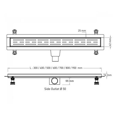 VALTEMO Трап горизонтальный d50 60 см Starline Trendy Butyl VLD-563320