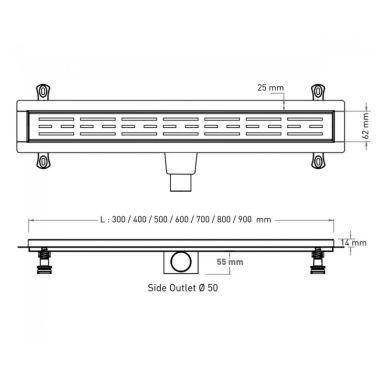 VALTEMO Трап горизонтальный d50 80 см с соединением d40-50 Smartline Base VLD-565330.12