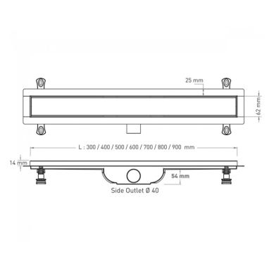 VALTEMO Трап горизонтальный d40 80 см с соединением d40-50 Ducoline Base VLD-596330