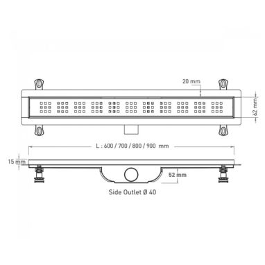 VALTEMO Трап горизонтальный d40 80 см с соединением d40-50 Aqualine Base VLD-600330
