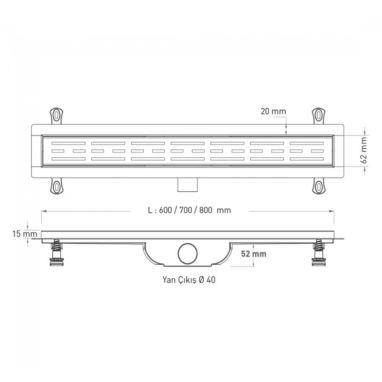 VALTEMO Трап горизонтальный d40 60 см с соединением d40-50 Aqualine Base Matt Black VLD-600420
