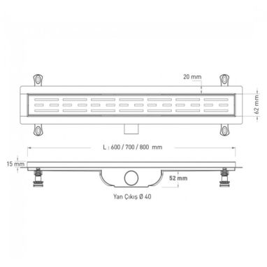 VALTEMO Трап горизонтальный d40 80 см с соединением d40-50 Aqualine Base Matt Black VLD-600430