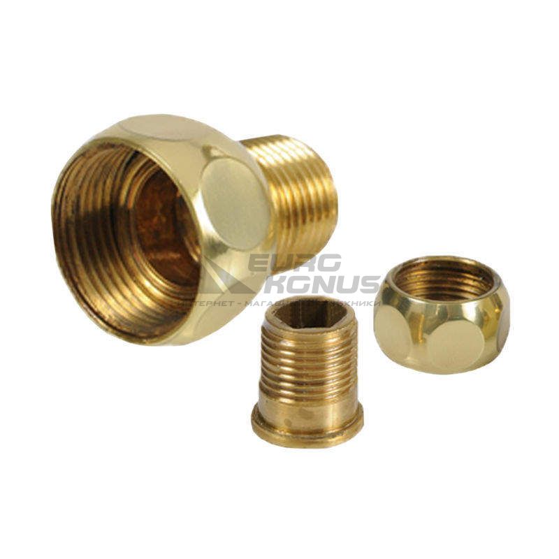 АЗОЦМ Соединение футорка 3/4"x1/2" (П21100069000000) классическая латунь, пара