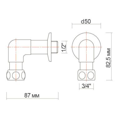 АЗОЦМ Соединение угловое ЛК-П 3/4"x1/2" (П21100078700000) античная бронза, пара