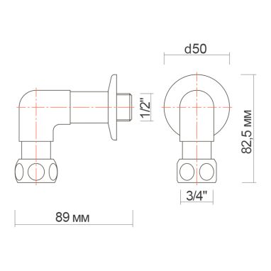АЗОЦМ Соединение угловое ЛХ-Ретро 3/4"x1/2" (П21100094400000) хром, пара