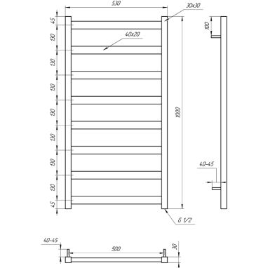 GENESIS AQUA Полотенцесушитель водяной Maxi 1000x530 белый