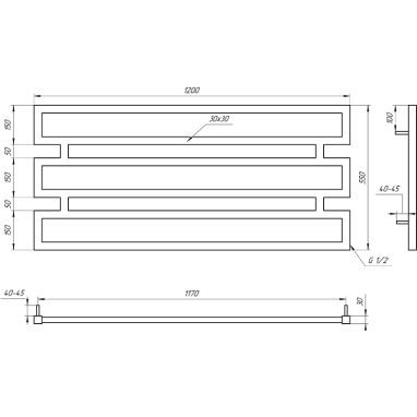 GENESIS AQUA Полотенцесушитель водяной Omnia 550x1200 белый