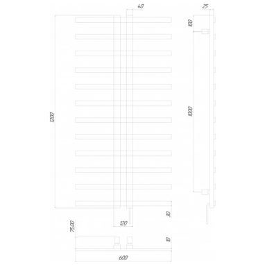 KOSSER Полотенцесушитель электрический Флай 1200х600/12 E черный