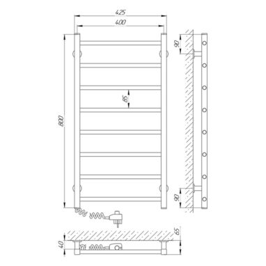 LARIS Полотенцесушитель электрический левосторонний Альфа ЧФ8 400x800 (77700071) белый