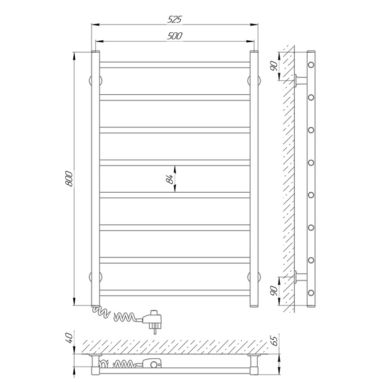 LARIS Полотенцесушитель электрический левосторонний Альфа ЧФ8 500x800 (77700073) белый