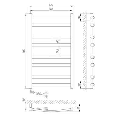 LARIS Полотенцесушитель электрический левосторонний Атлант ЧФ8 500x900 (77700098) белый