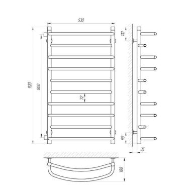 LARIS Полотенцесушитель водяной Евромикс П10 500 мм x 900 мм Б/П 1/2"  (71207370)