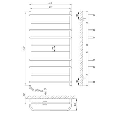LARIS Полотенцесушитель электрический левосторонний Комфорт ЧФ10 500x900 (77700090) белый