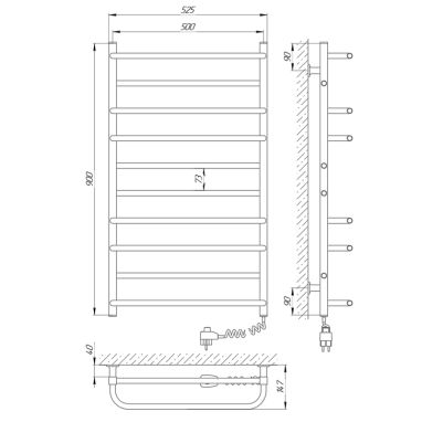 LARIS Полотенцесушитель электрический правосторонний Комфорт ЧФ10 500x900 (77700091) белый