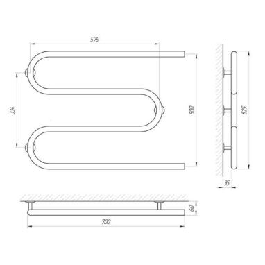 LARIS Полотенцесушитель водяной Змеевик 25 PC3 1/2" 700 мм x 500 мм (71207186)