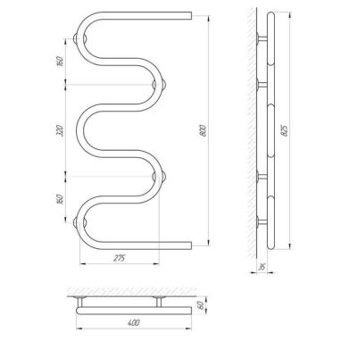LARIS Полотенцесушитель водяной Змеевик 25 PC5 3/4" 400 мм x 800 мм (71207187)