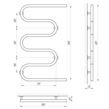 LARIS Полотенцесушитель водяной Змеевик 25 PC5 1/2" 500 мм x 800 мм (71207194)