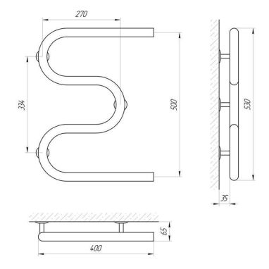LARIS Полотенцесушитель водяной Змеевик 30 PC3 1/2" 400 мм x 500 мм (71207208)