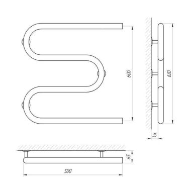 LARIS Полотенцесушитель водяной Змеевик 30 PC3 1/2" 500 мм x 600 мм (71207224)