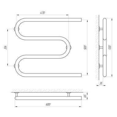 LARIS Полотенцесушитель водяной Змеевик 30 PC3 1/2" 600 мм x 500 мм (71207213)