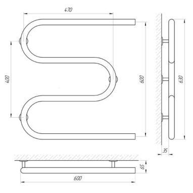 LARIS Полотенцесушитель водяной Змеевик 30 PC3 1/2" 600 мм x 600 мм (71207226)