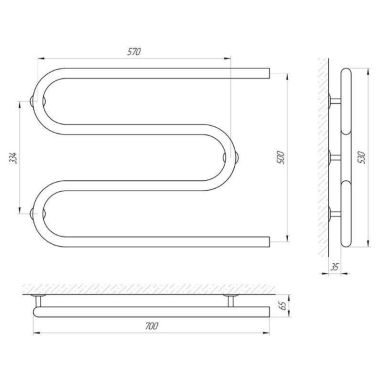 LARIS Полотенцесушитель водяной Змеевик 30 PC3 1/2" 700 мм x 500 мм (71207215)