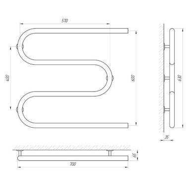LARIS Полотенцесушитель водяной Змеевик 30 PC3 1/2" 700 мм x 600 мм (71207228)