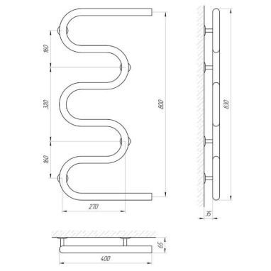 LARIS Полотенцесушитель водяной Змеевик 30 PC5 1/2" 400 мм x 800 мм (71207234)