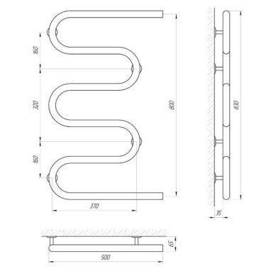 LARIS Полотенцесушитель водяной Змеевик 30 PC5 1/2" 500 мм x 800 мм (71207236)