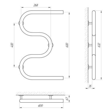 LARIS Полотенцесушитель водяной Змеевик 32 PC3 1" 400 мм x 600 мм (71207375)