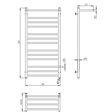 PALADII Полотенцесушитель электрический Талия-Электро 1200х600/15 (ТАе003РR)
