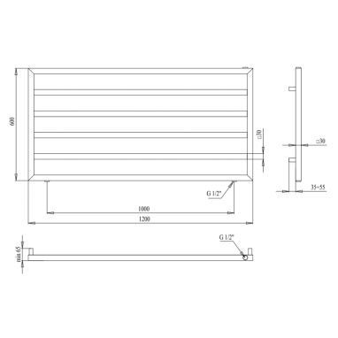 PALADII Полотенцесушитель водяной Quattro Forte 600х1200/6 (КВ121G)
