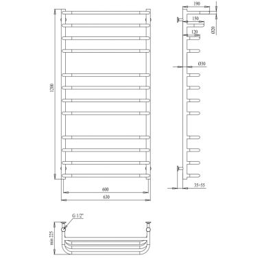 PALADII Полотенцесушитель водяной Омега 1200х630/12 (ОП135)