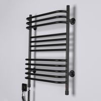 ТЁПЛЫЙ МИР Полотенцесушитель электрический левосторонний Интерио HR.1 black (707х435х145 мм)