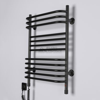 ТЁПЛЫЙ МИР Полотенцесушитель электрический левосторонний Интерио HR.1 black (707х435х145 мм)