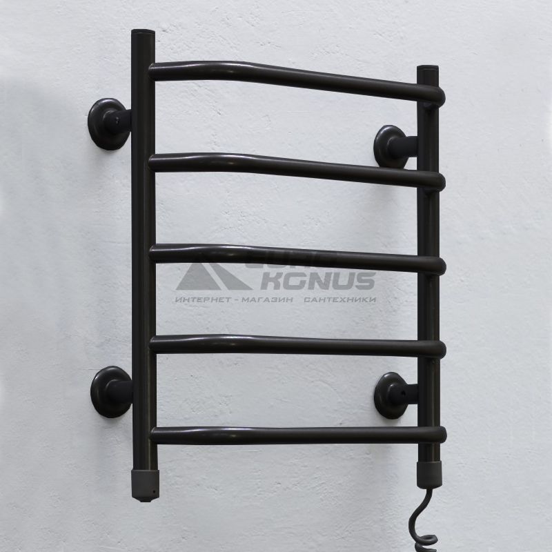 ТЁПЛЫЙ МИР Полотенцесушитель электрический правосторонний Стеир 45 black (495х465х145 мм)