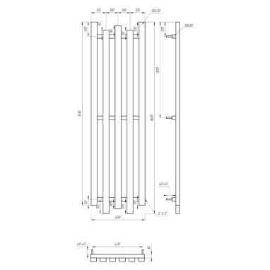 GENESIS AQUA Радиатор из нержавеющей стали Bassa 1600x450 белый