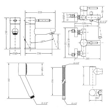 GENEBRE Комплект для ванной комнаты Tau (03TA1-bath)