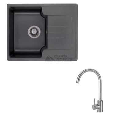 GRANADO Комплект для кухни (Avila black + смеситель Elche inox) (GK050117)