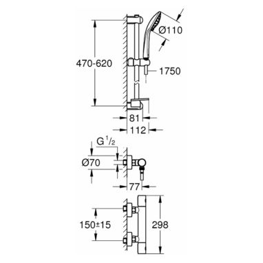 GROHE Комплект для ванной комнаты Grohtherm 1000 (34286002)