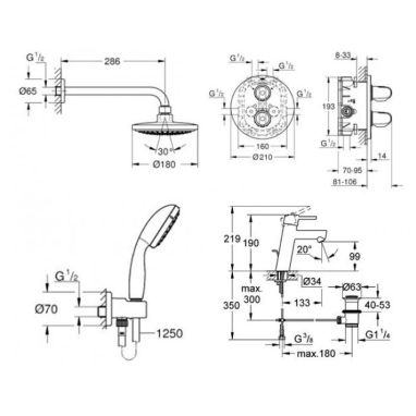 GROHE Комплект для ванной комнаты Grohtherm 1000 (346234)