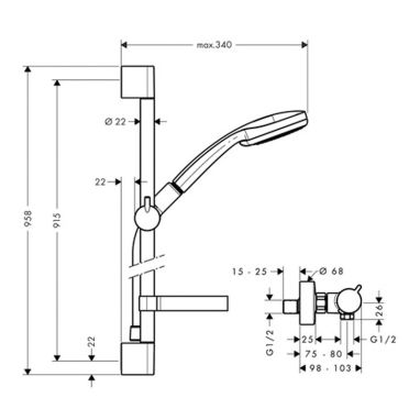 HANSGROHE Комплект для ванной комнаты Croma 100 (27033000)