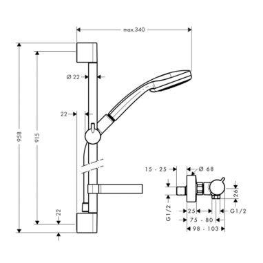 HANSGROHE Комплект для ванной комнаты Croma 100 (27035000)