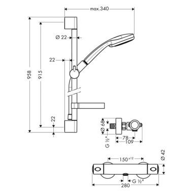HANSGROHE Комплект для ванной комнаты Croma 100 (27085000)