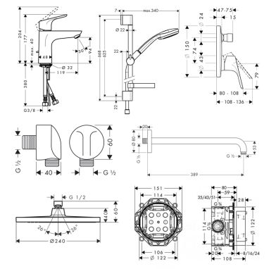 HANSGROHE Комплект для ванной комнаты Focus (31945111)
