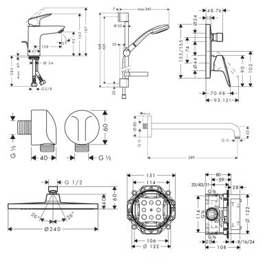 HANSGROHE Комплект для ванной комнаты Logis (71405111)