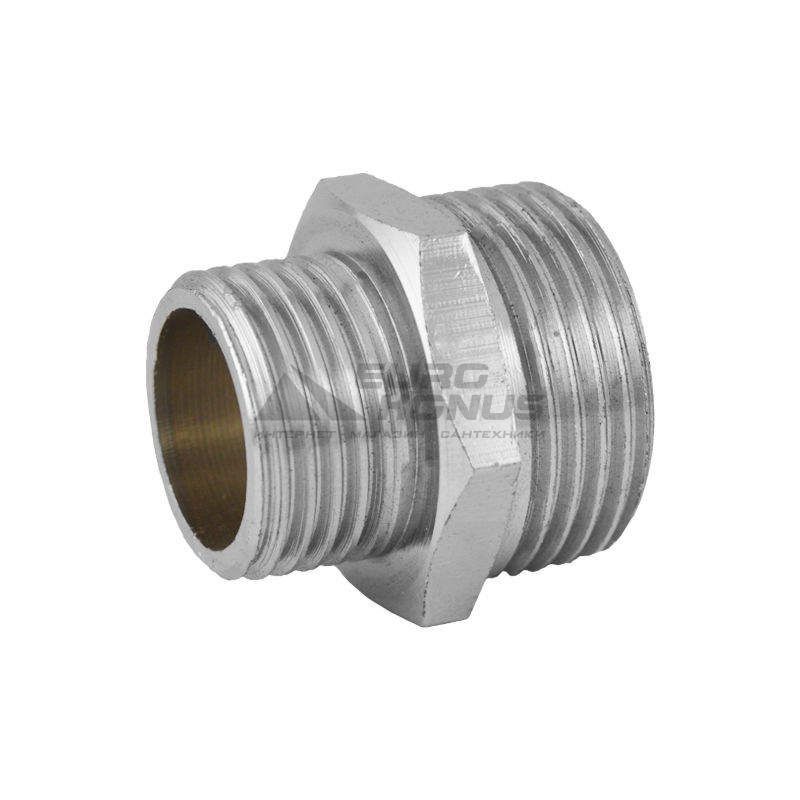 Ниппель переходной резьбовой хромированный 3/8"x1/2"