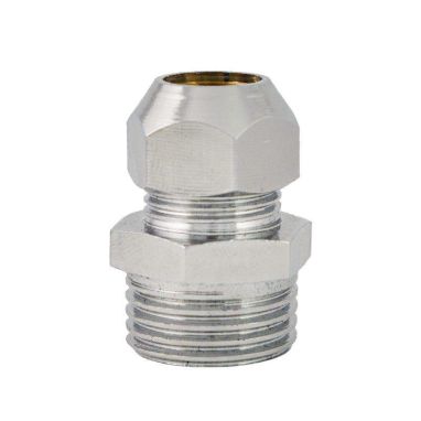 Ниппель переходной резьбовой с цангой хромированный 1/2"НxМ10 (3/8"Н)